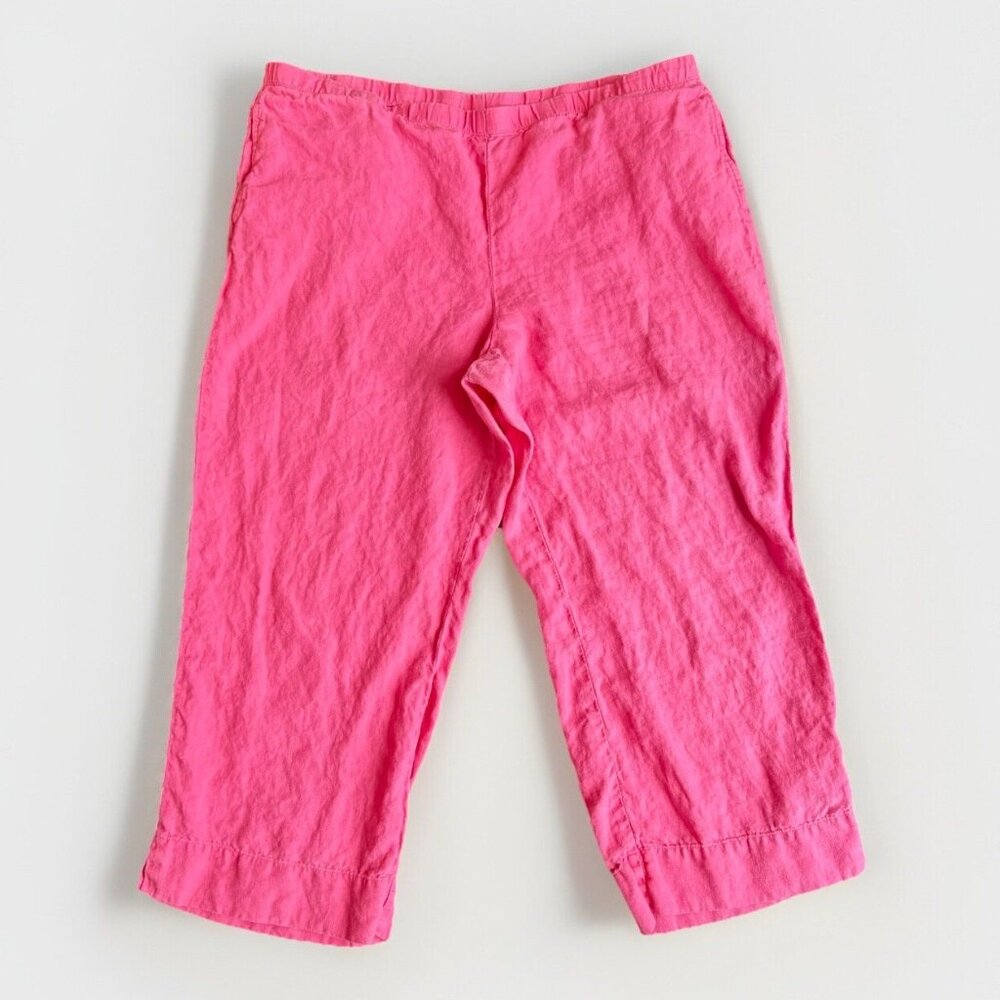 J.Jill‎ Pants Women L Pink Love Linen Easy Wide Leg Crop Beach Resortwear